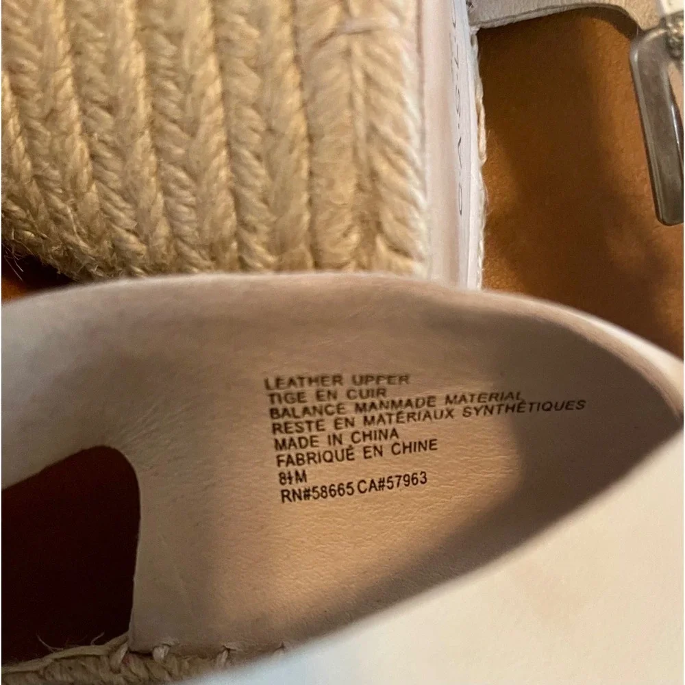 Caslon Womens White Leather Espadrille Wedge Sandals Slingback Size 8.5 M EUC